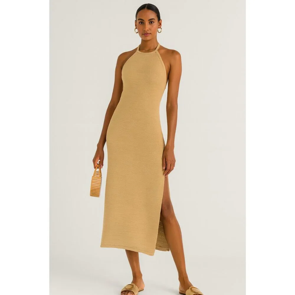 sheath maxi dress LESET Lauren Sleeveless Maxi Dress in Black in Jersey